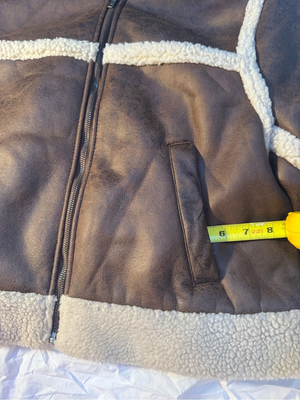 Women's Brown Shearling-Trim Aviator Jacket - Picture 3 of 14